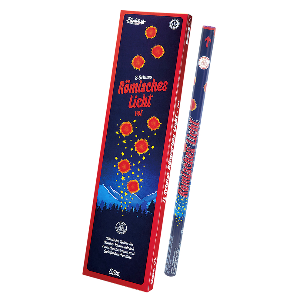 8 Schuss Römisches Licht Kal. C - Rot 5er Packung